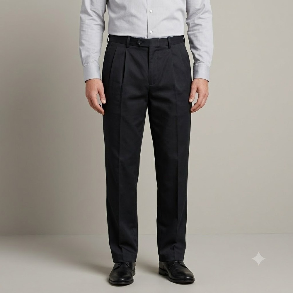Nordstrom Dress Pants‎ Men's 33x32 (Act 33x27) Black Wrinkle-Free Cotton Stretch